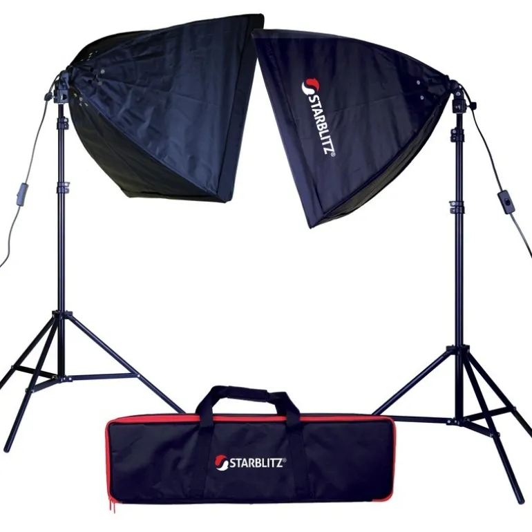 STARBLITZ STUDIO Kit eclair 2x60W+sac+pieds+boite lum< Kit Studios