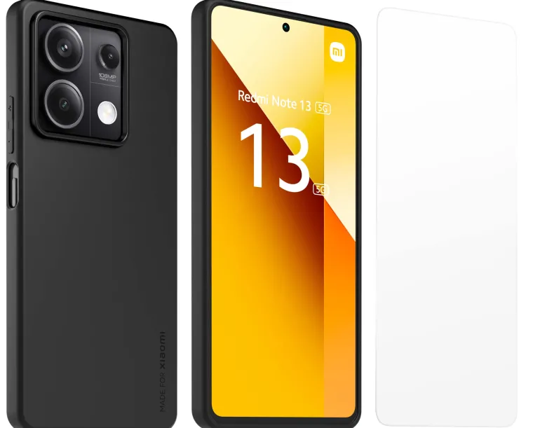XIAOMI coque noir + verre redmi note 13 5g< Téléphone Mobile