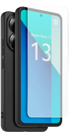 XIAOMI coque noir + verre trempe redmi note 13< Téléphone Mobile