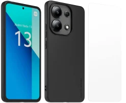 XIAOMI coque noir + verre trempe redmi note 13< Téléphone Mobile