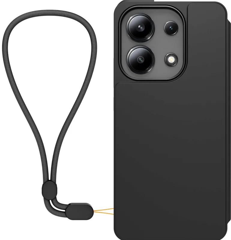 XIAOMI etui folio noir + dragonne redmi note 13< Téléphone Mobile