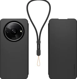 XIAOMI etui folio noir + dragonne redmi 14c< Téléphone Mobile