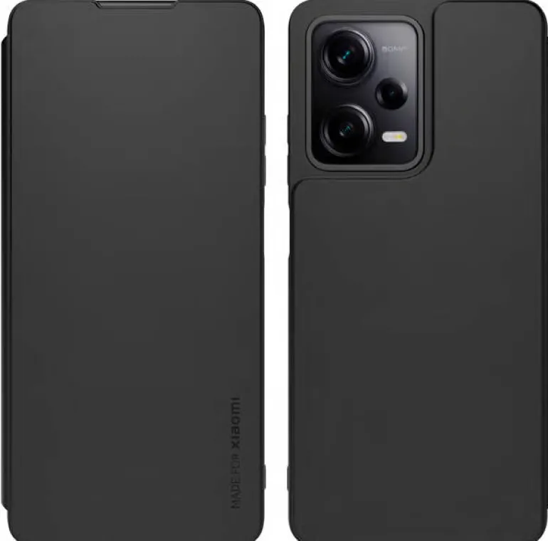 XIAOMI etui folio noir redmi note 12 pro 5g< Téléphone Mobile